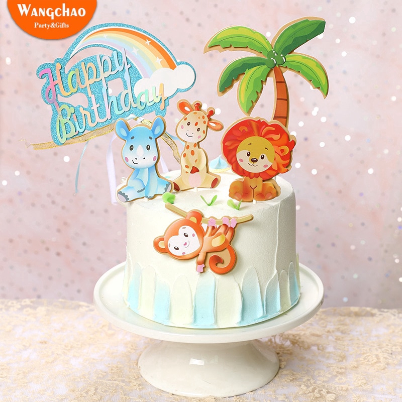 Safari Birthday Cake Topper Forest Lion Monkey Zoon Theme Children S Birthday Party Cake Decoration Shopee Philippines - 24 roblox cup cake toppers edible party decorations 199