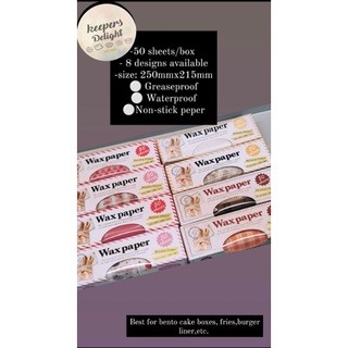 Wax Paper/Food Liner/Bento Cake Liner/Burger and Fries Liner