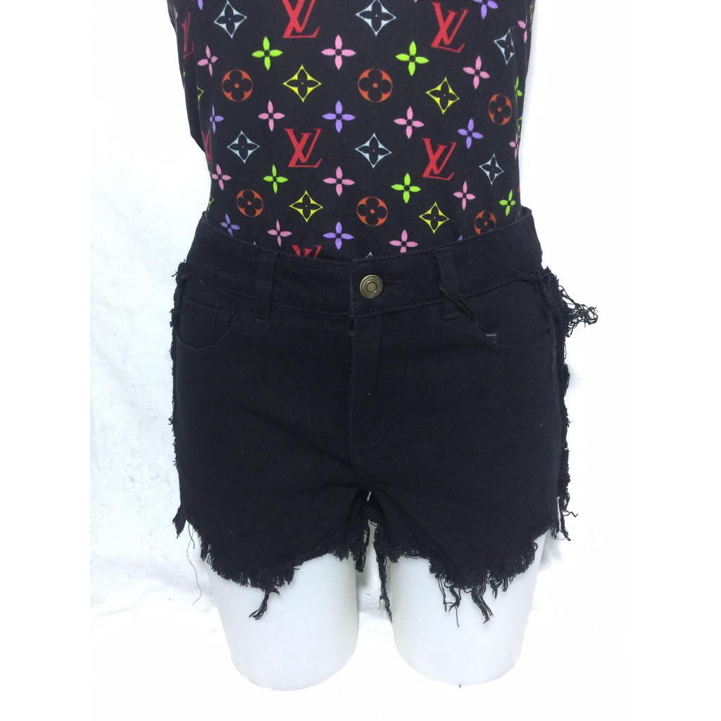 next black denim shorts