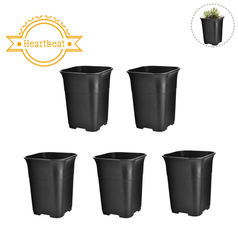 5Pcs Black Square High Waist Mini Nursery Pot Plant Pot S