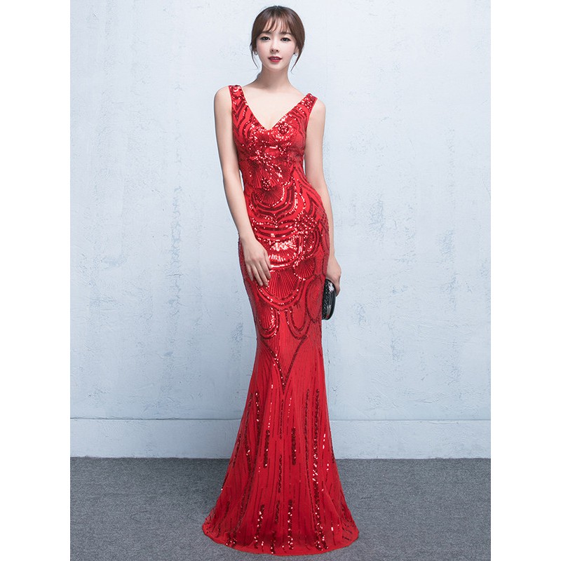 Red Dress Evening Long Gown | Shopee 