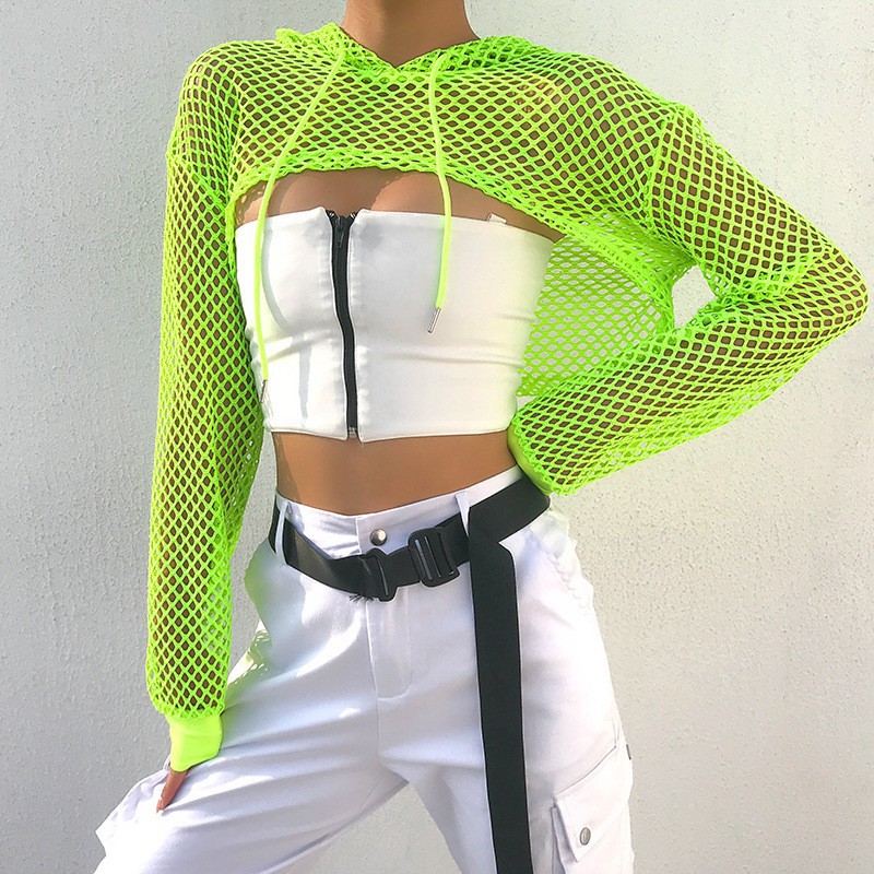 mesh crop hoodie