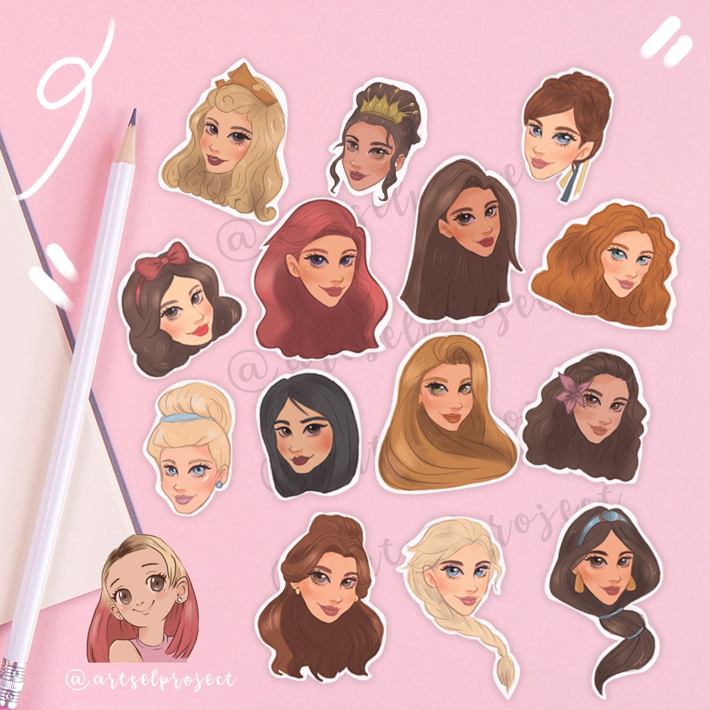 Cute Disney Princesses Sticker pack , Cute Fairytale Planner Stickers ...