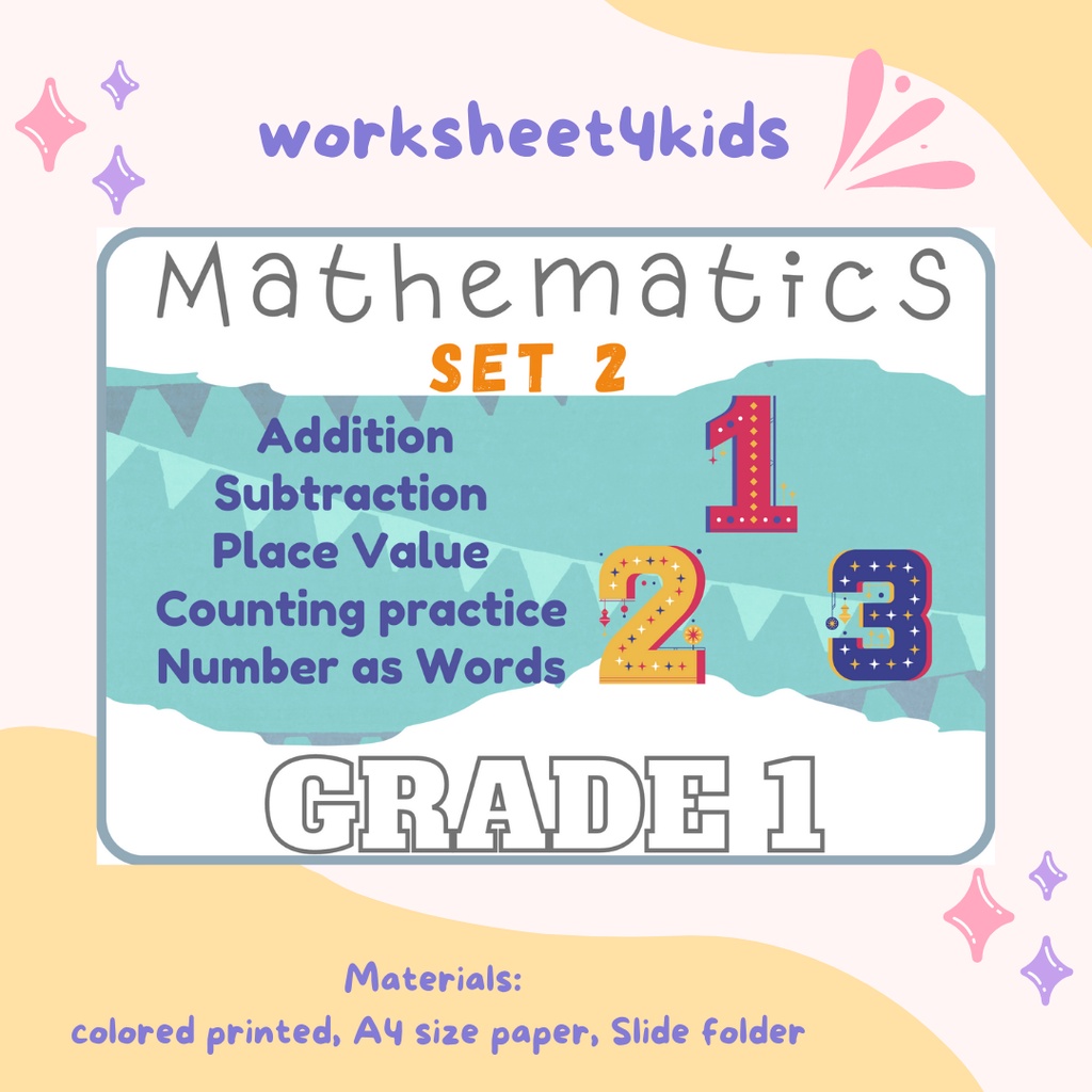 Featured image of 68, Pages Grade 1 Mathematics Set 2 (2 pages per sheet)