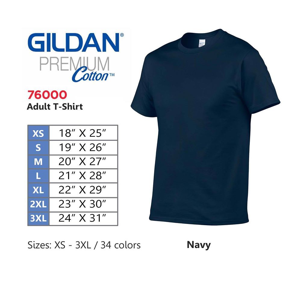 GILDAN Premium Navy Blue | Roundneck Plain T-shirt | Premium Cotton 