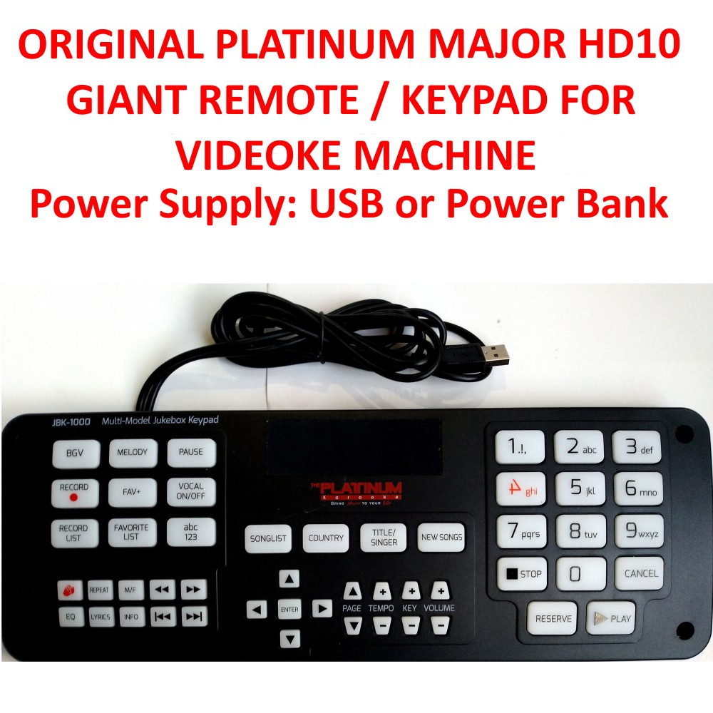 Original Platinum Jukebox Keypad for Platinum Major HD10 Hard Disk