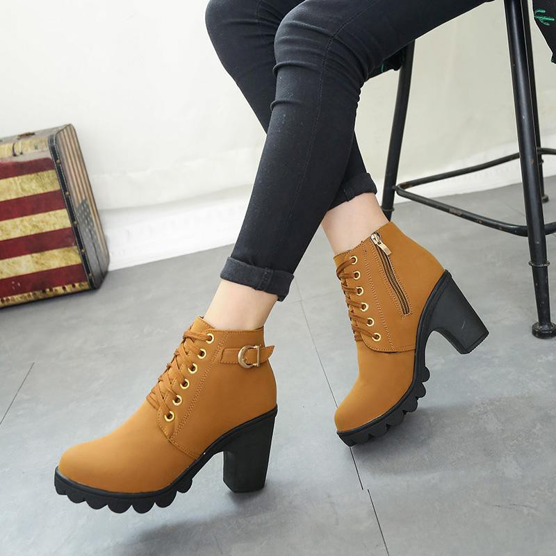 korea Fashion Women’s Suede High-Heel Boot Ankle Boots | Shopee Philippines