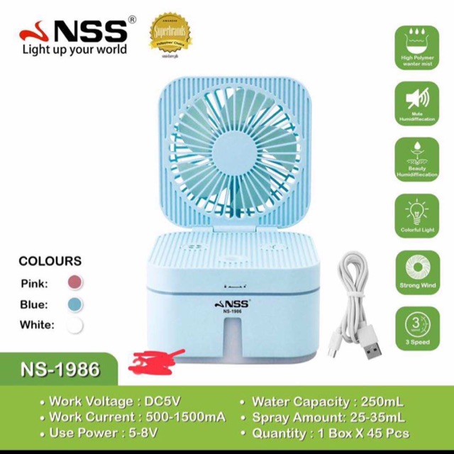 NS1986 Humidifier with electric fan Square Ultrasonic Cool Mist