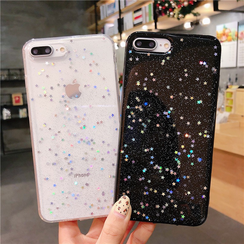 Glitter Bling Star Case Iphone 11 Pro 8 7 6 6s Plus X Xs Max Xr Shining Black Clear Soft Tpu Cover Shopee Philippines