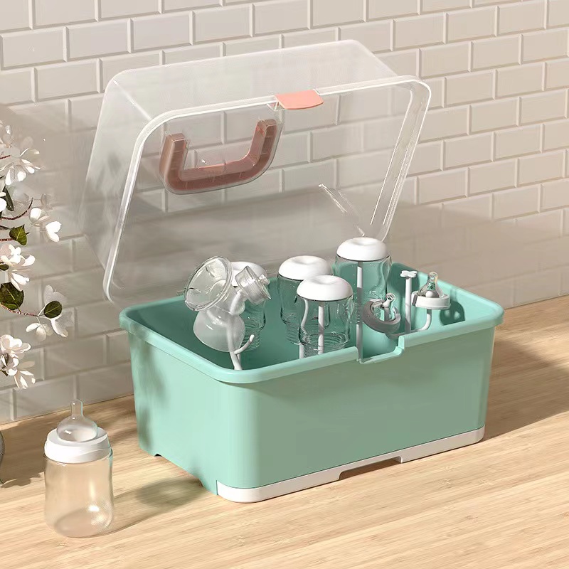 Baby Feeding Bottle Drying Rack With Cover Baby Bottle Storage Box