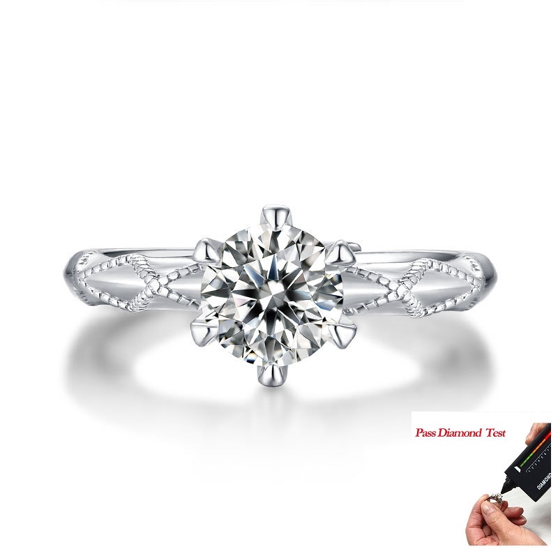 Real Moissanite With GRA Certification S925 Sterling Silver Gemstone Wedding Engagement Women