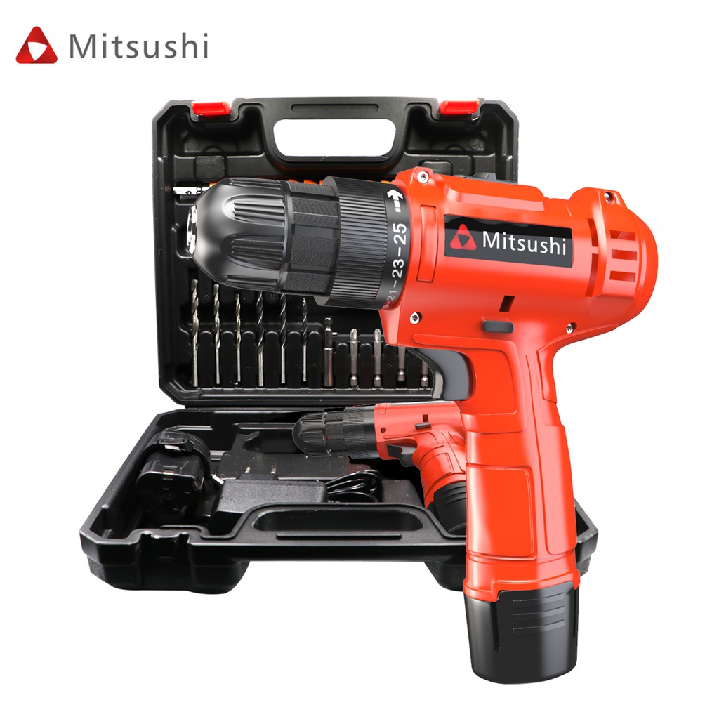 Mitsushi Cordless Drill Driver 12V Double Speed with Free Accessories ...