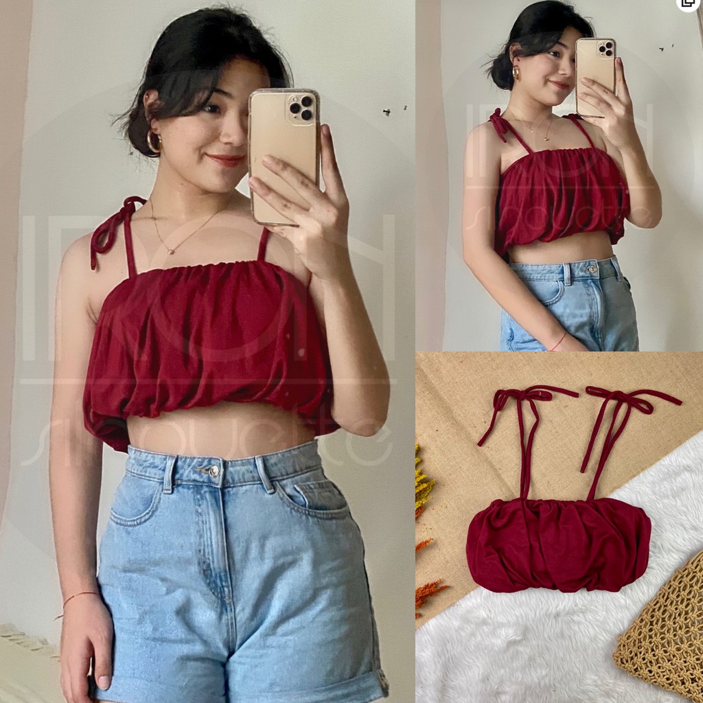 Aryana Ruched Tube Cropped Cami Top Trendy OOTD | Shopee Philippines