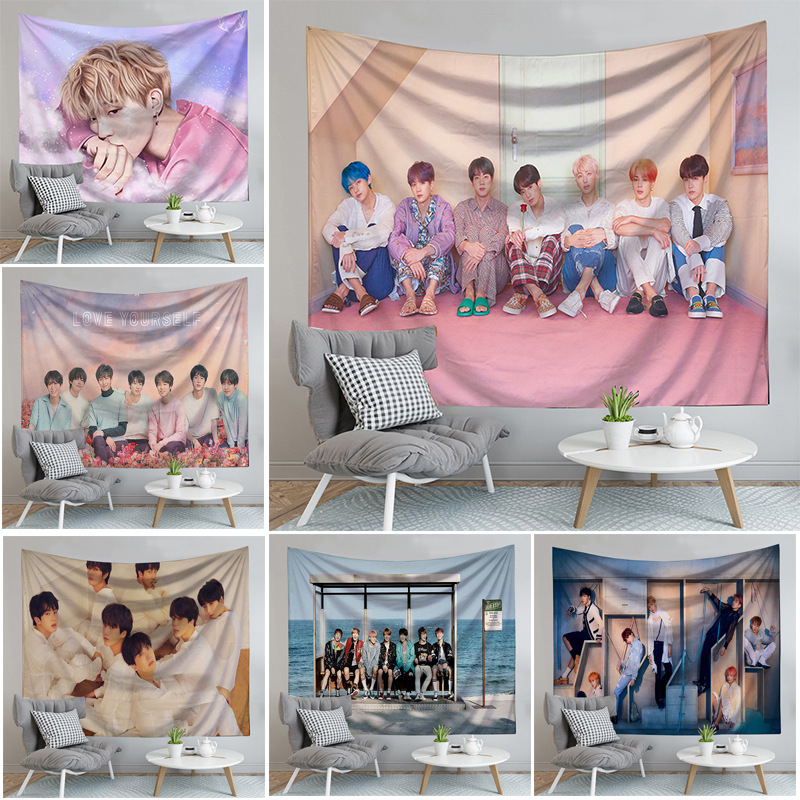 KPOP BTS 3D Print Wall Hanging Tapestry Room Background