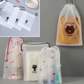 Frosted Drawstring Pouch 4 Size Waterproof Translucent Shoe Clothing Cosmetic Organizer String Bag