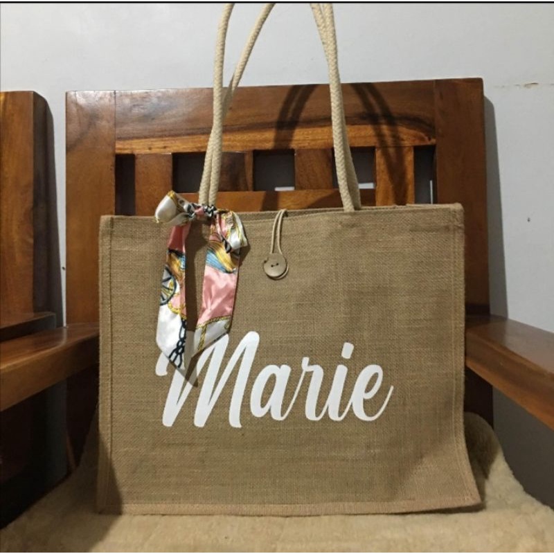 Personalized Abaca Tote bag (Vinyl Print with twily) Shopee Philippines