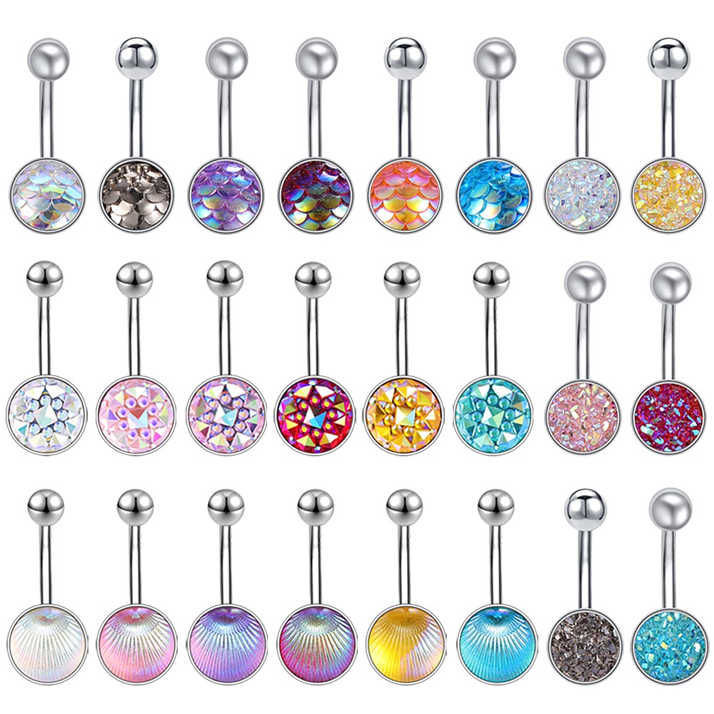 1 PC Stainless Steel Navel Rings Color Shell Belly Button Piercings