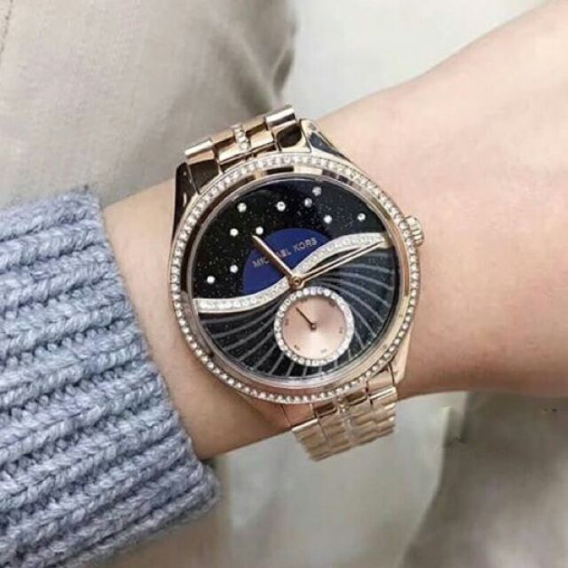 mk silver and rose gold watch