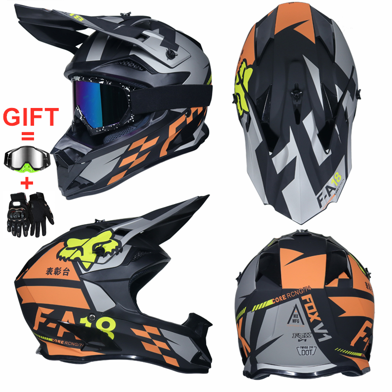 orange dirt bike helmet