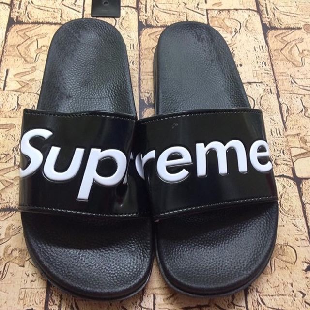supreme slippers black