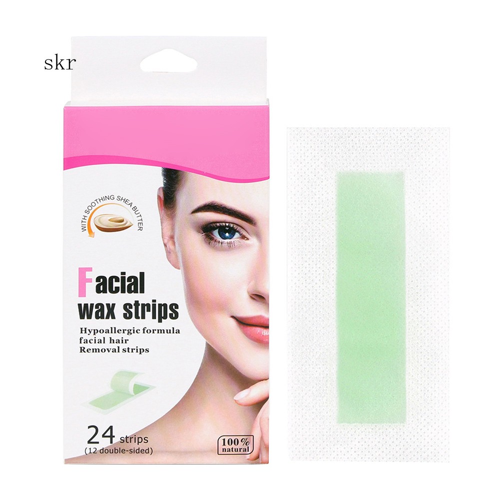 Skr 24pcs Hair Removal Wax Strips Waxing Wipe Sticker For Face