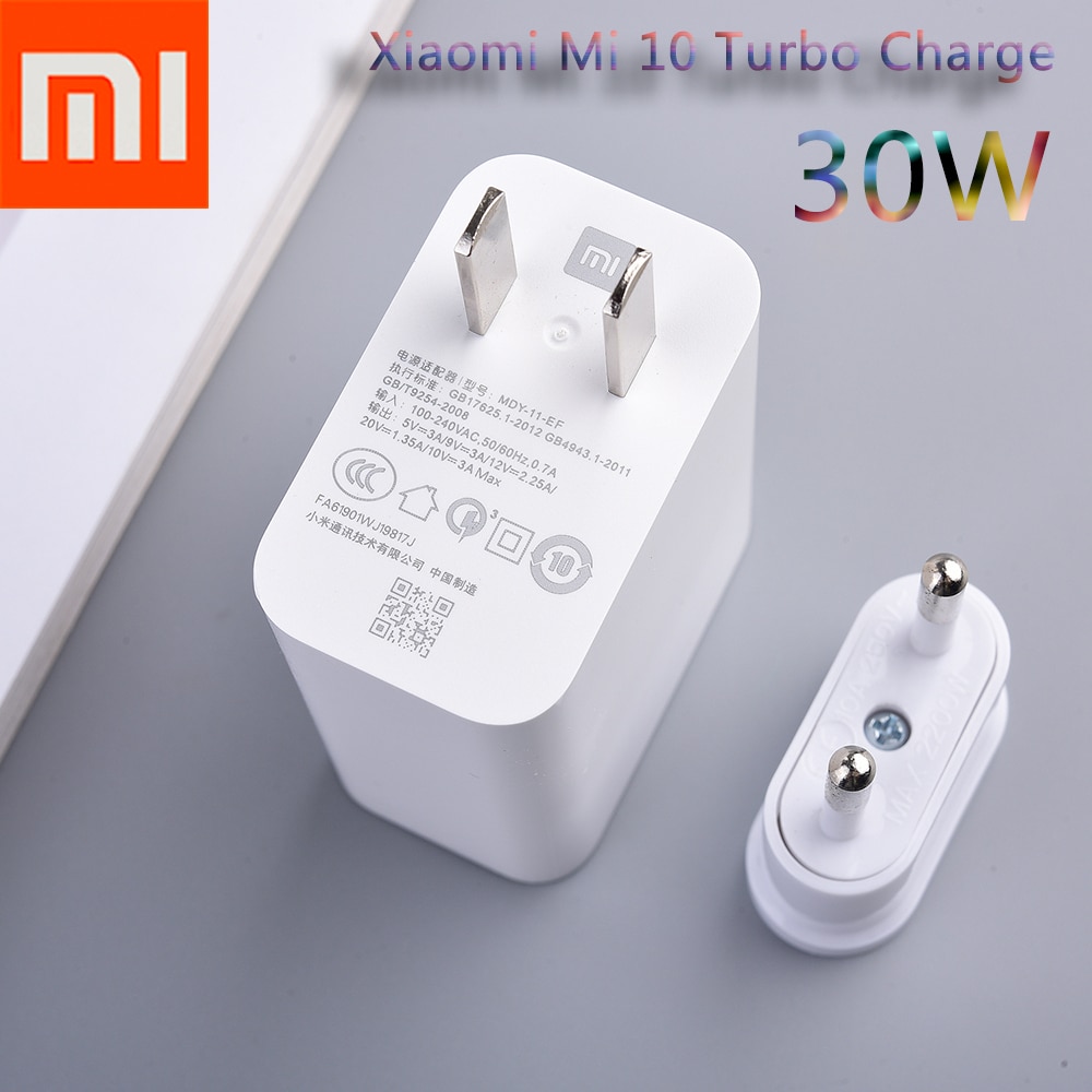 Xiaomi 30W Fast Charger Mi 10 Turbo Charge 10V 3A Adapter For Mi 10 Pro