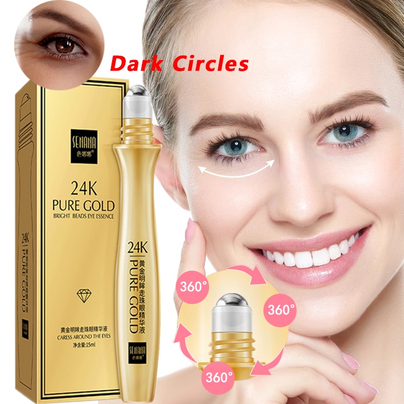 Eye Serum Roller 24K Gold Retinol Hyaluronic Acid Remove Dark Circles