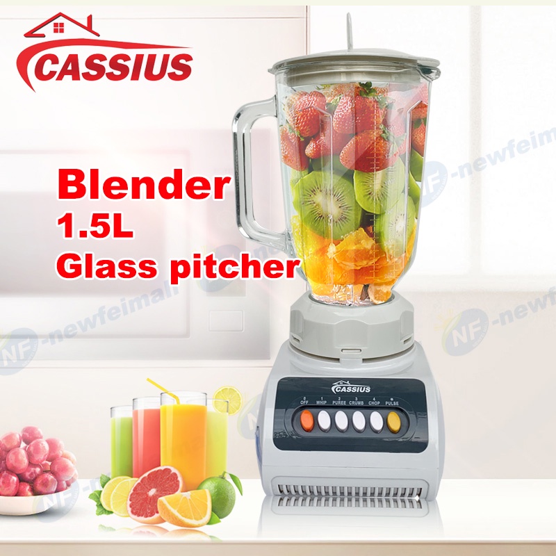 CASSIUS Blender with 1.5L Glass Jug (White) 300W MultiFunctional