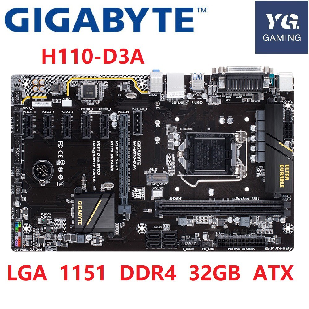 BTC mining Motherboard H110 Gigabyte GAH110D3A btc LGA 1151 DDR4 USB3