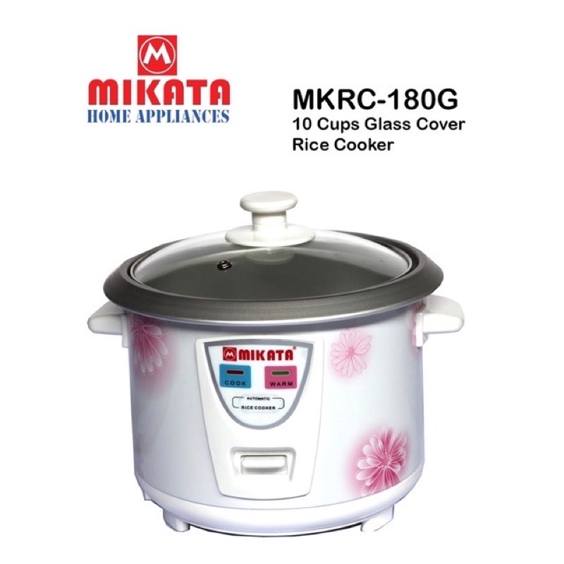Mikata Electric Rice Cooker 1.8 Liters 10 Cups Glass Cover MKRC-180G ...