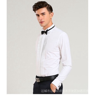 【Sale】men's French tuxedo long sleeve solid turn-down collar formal male shirts (3-colors) #7