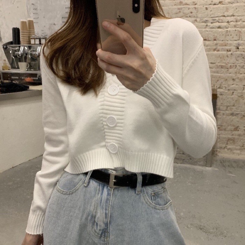 long sleeve cardigan cropped