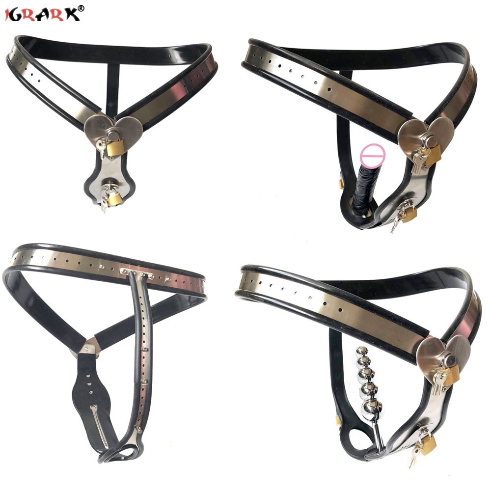 Heart Type Stainless Steel Female Chastity Belt Anal Plug Underwear Bdsm Bondage Chastity Lock