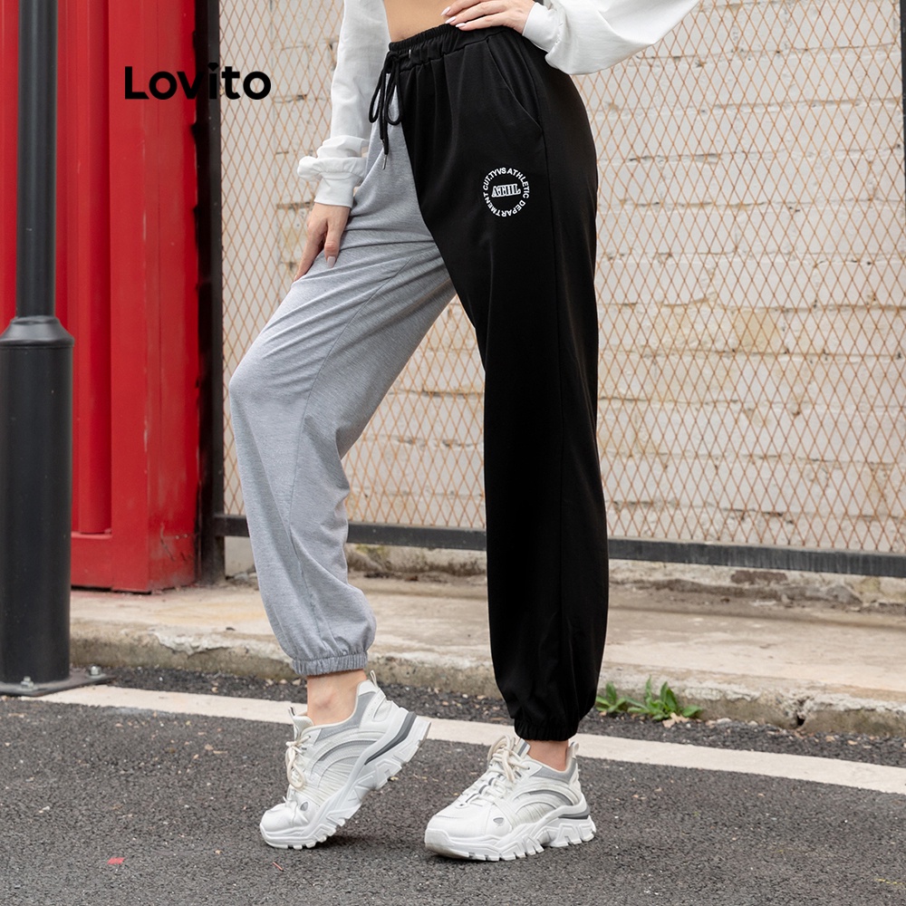 lovely street print loose black pants