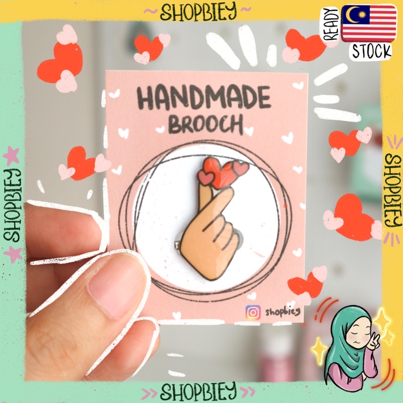 Cute mini love brooch enamel pin for hijab kids and students journaling