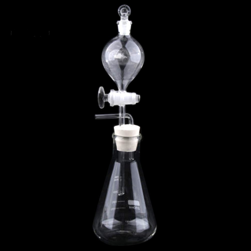 SBE_Glass Conical Flask Separatory Funnel Stopper Lab Gas Generator