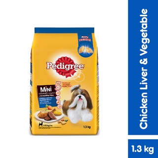 PEDIGREE Dog Food Dry – Mini Small Breed Dog Food in Chicken, Liver, and Vegetable Flavor, 1.3kg.