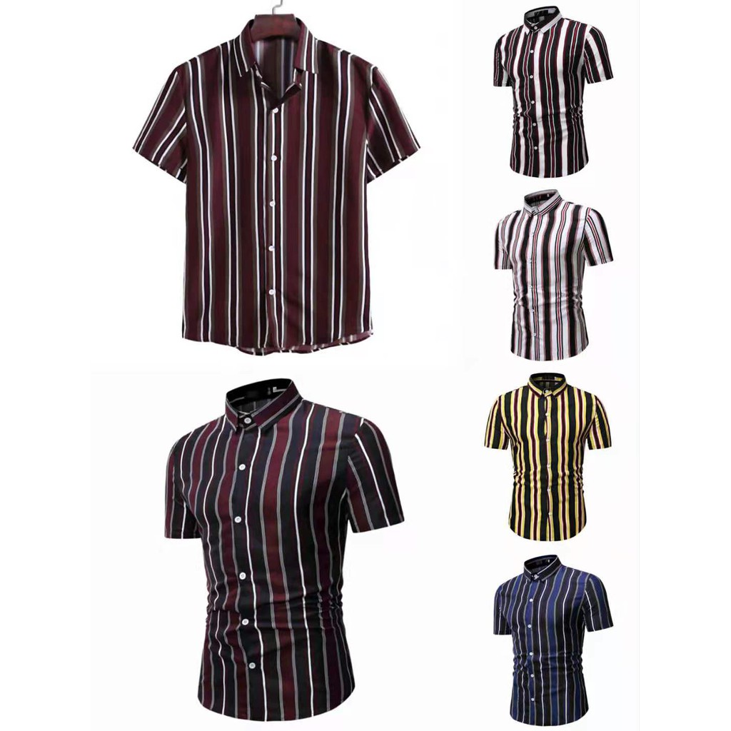 [8 Colors] Top Quality Korean Style Stripe Polo for Men Premium Cotton ...