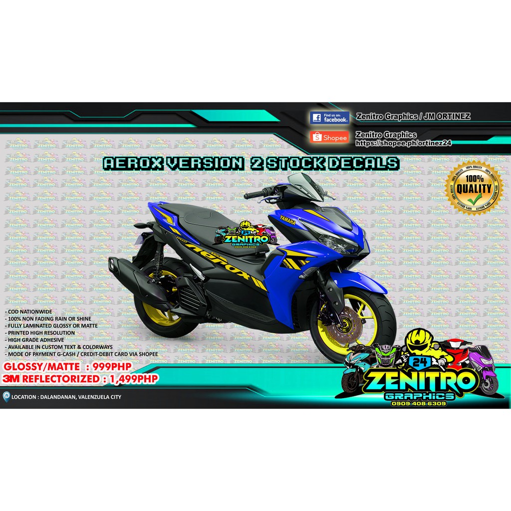 AEROX VERSION 2 DECALS FOR RACE BLUE Shopee Philippines