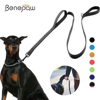Benepaw Reflective Padded Dog Leash Two Handle Durable Small Medium Large Dog Pet Training Leash Nylon Lead 7 Colors