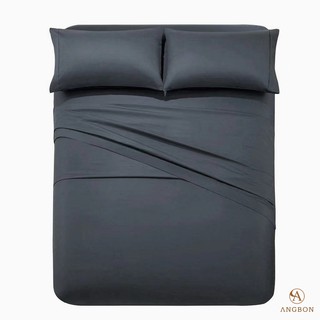Angbon Plain Cotton 4 In 1 Queen Size Bed Sheet Fitted Sheet