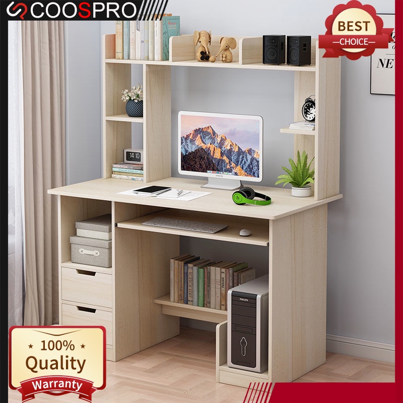 Coospro Study Table Computer Desk With Drawer And Bookshelf For Adult
