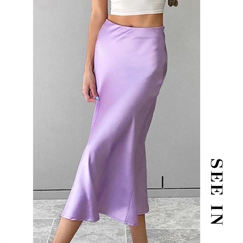 Purple Dress for Women Satin Skirt Purple Halter Top and Skirt Sexy ...