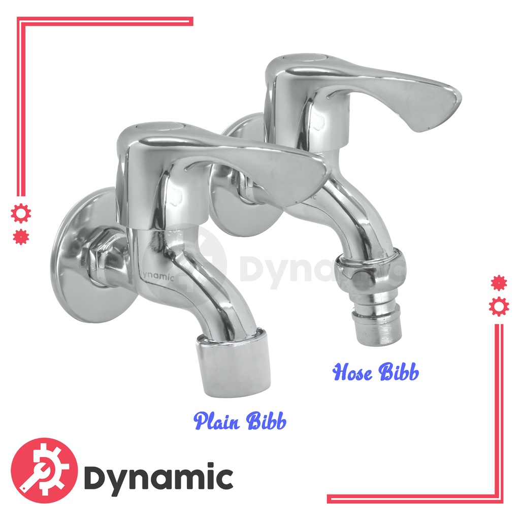 Dynamic Wall Mount Faucet Hose Bibb, Plain Bibb Chrome Plated Sink