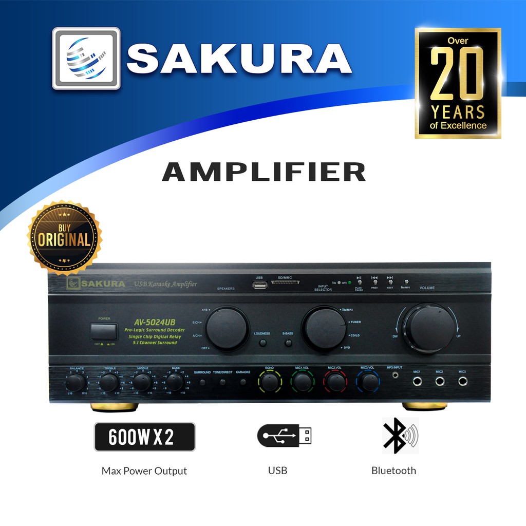 Sakura AV5024UB Professional Karaoke 600W Amplifier With Bluetooth Or