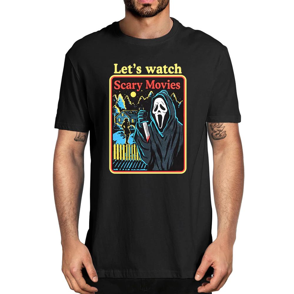 Scream Movie Ghost Face Let's Watch Scary Movies Horror Movie Men's 100% cotton T-Shirt women soft Hallowmas top tee