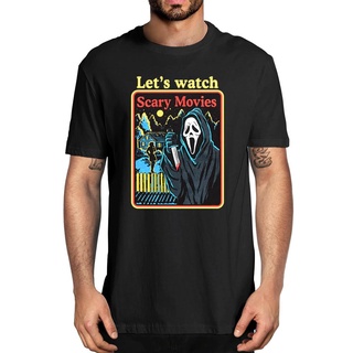 Scream Movie Ghost Face Let's Watch Scary Movies Horror Movie Men's 100% cotton T-Shirt women soft Hallowmas top tee #1