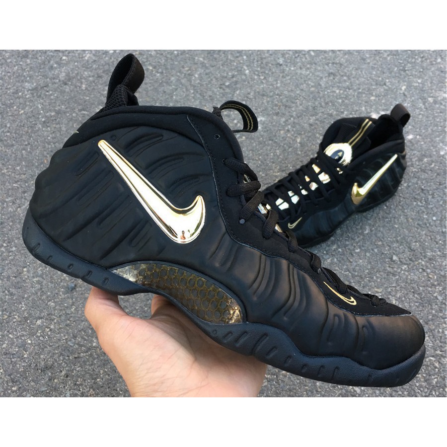 nike air foamposite pro black metallic gold