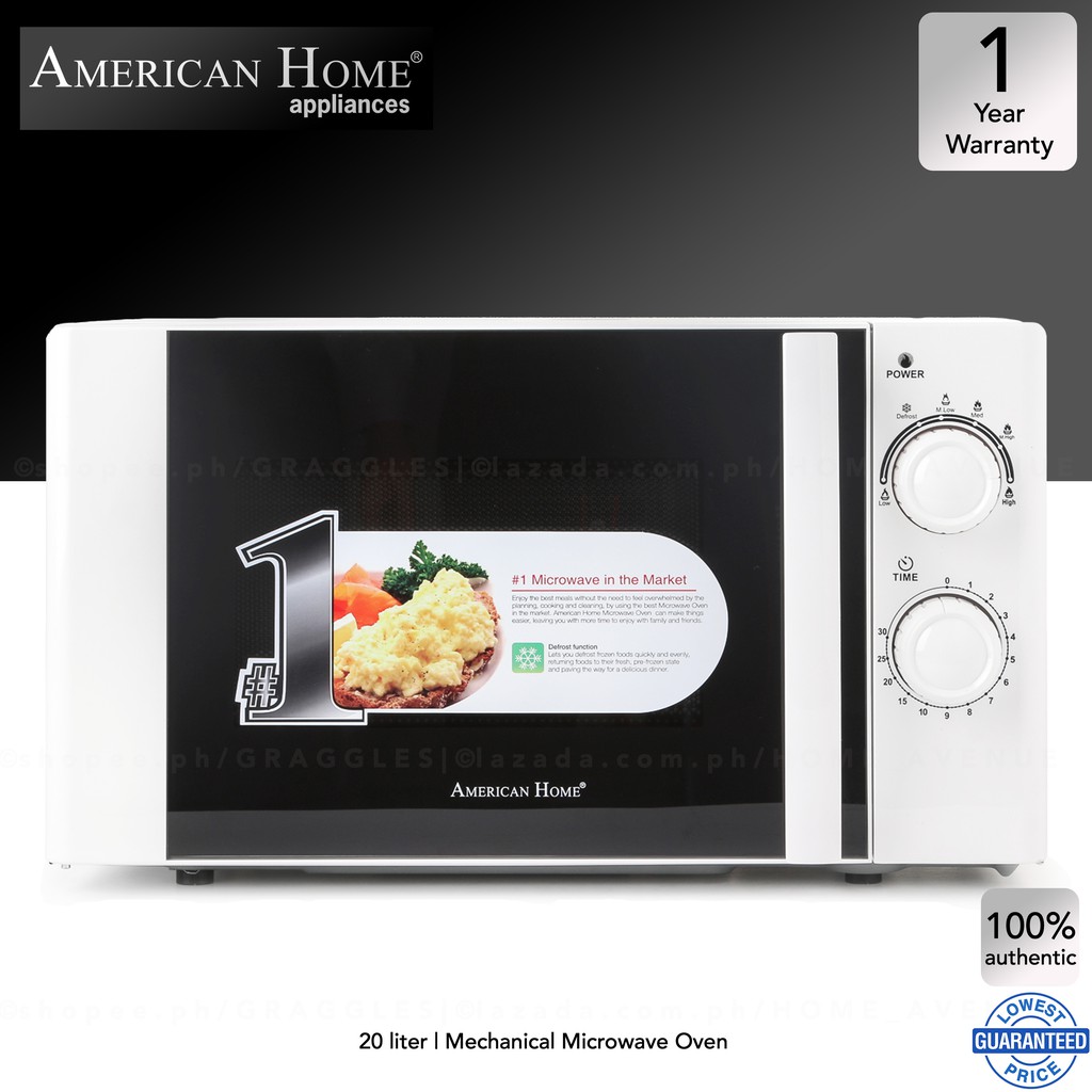 American Home 20L Mechanical Microwave Oven (White) Shopee Philippines