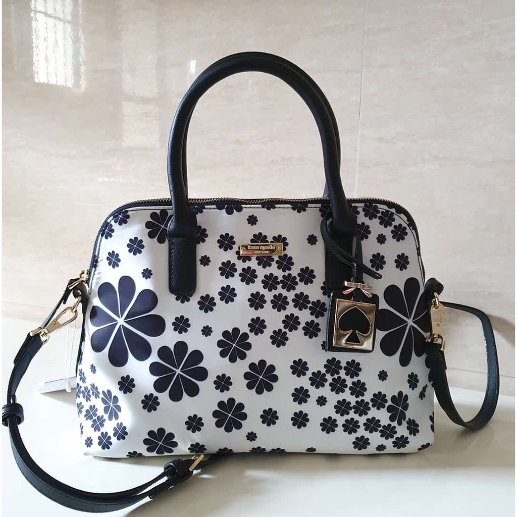 Kate Spade Satchel Bag - Nylon Dome Lyla White / Black Floral Print |  Shopee Philippines